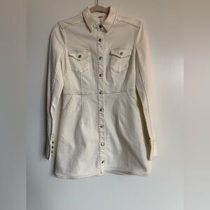 Free People Ivory Denim Long-Sleeve Dress Size XS Women's